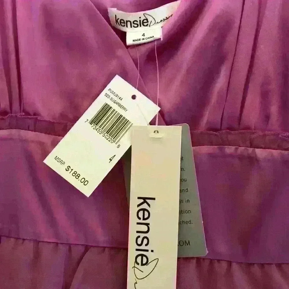 Never worn; Kensie raspberry ruffle cocktail dress - Picture 4 of 7